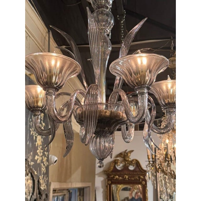 Early 21st Century Modern Fume’ Murano Glass Chandelier For Sale - Image 5 of 6
