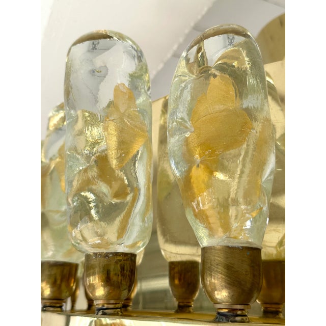 2020s Contemporary Brass Chandelier and Murano Glass Gold Leaf Flame , Italy For Sale - Image 5 of 12