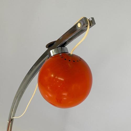 Metal Italian Space Age Adjustable Floor Lamp in Metal and Orange Metal, 1970s For Sale - Image 7 of 17