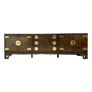 Vintage William Doezema for Mastercraft Burl Wood Medallion Credenza For Sale