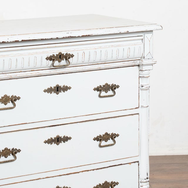 19th Century Swedish Pine White Chest of Four Drawers For Sale - Image 11 of 14