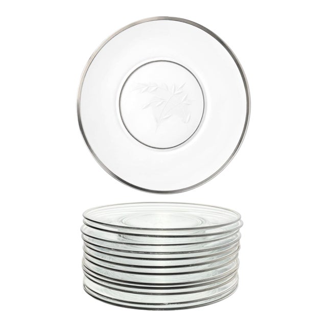 1950s Fostoria “Bridal Belle” Set of 12 Glass Luncheon or Large Salad Plates For Sale