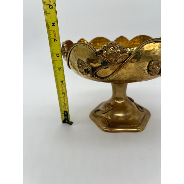 1960s Vintage Brass Art Nouveau Pedestal Bowl For Sale - Image 5 of 12