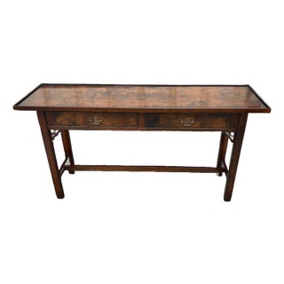 1970s Ethan Allen Knob Creek Burled Wood Console Table For Sale