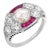 1930s Art Deco Gia 1.03 Carat Rose Cut Diamond Ruby Platinum Engagement Ring, Size 6.5 For Sale