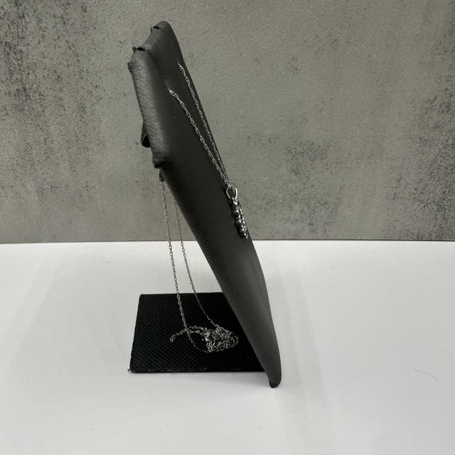 Modern Bezel Set Blue Sapphire Necklace in 10kt White Gold, 18", New For Sale - Image 3 of 5