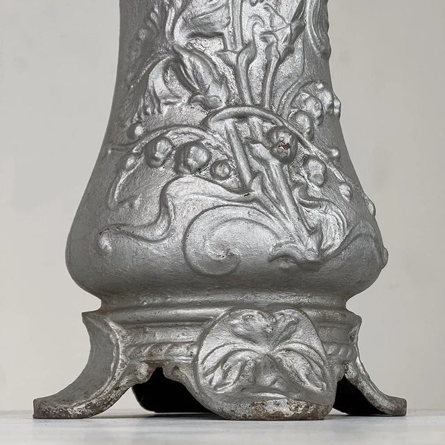 Pair Art Nouveau Cast Iron Painted Jardinieres ~ Urns For Sale - Image 11 of 13