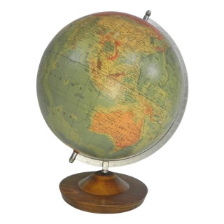Rath Globe in Papier-Mâché on Wooden Base, 1975 For Sale