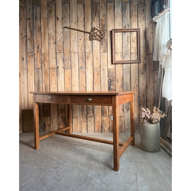 Mid-Century Modern Vintage Desk in Oak, 1950s For Sale - Image 3 of 14