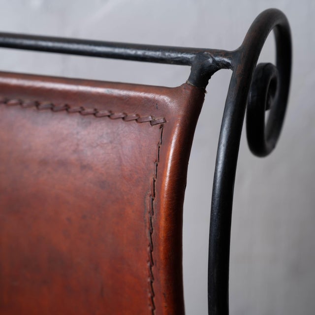 Spanish Hacienda Wrought Iron & Leather Counter Stools, 1960s For Sale - Image 10 of 18