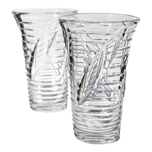 1920s Webb England Cut Prism Optic Art Deco Moderne Crystal Vases-a Pair