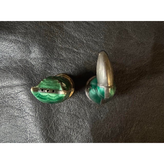 1950s Mid-Century Modern David Andersen Norwegian Sterling Silver & Enamel Owl&bird Salt and Pepper Shakers, Pair For Sale - Image 9 of 12