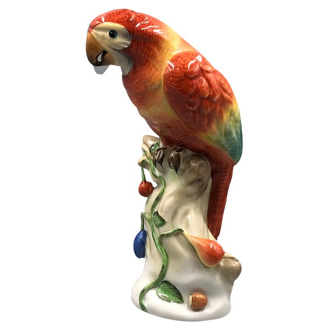 Large Mid-Century Hand-Painted Porcelain Figurine of Parrot / Macaw (Model 5000) by Béla Kelemen for Herend For Sale