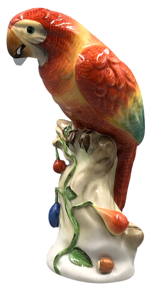 Large Mid-Century Hand-Painted Porcelain Figurine of Parrot / Macaw (Model 5000) by Béla Kelemen for Herend