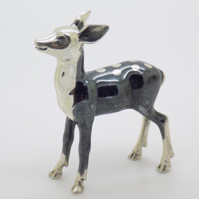 Italian Vintage Italian Handmade Genuine Sterling Silver 925 Saturno Brand Deer Figurine Sculpture For Sale - Image 3 of 10