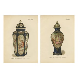 Worcester Porcelain Vases by Donaldson, 1910, Set of 2 For Sale