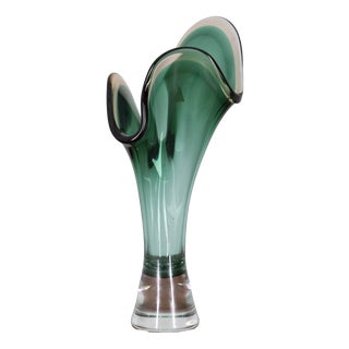 Vintage Sommerso Vase in Green Murano Glass by V.A.C. Cimarosti & Pinzan, 1960s For Sale