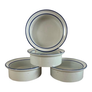 Vintage Dansk Blue Mist Rim Soup Bowls - Set of 4 - Made in Denmark For Sale