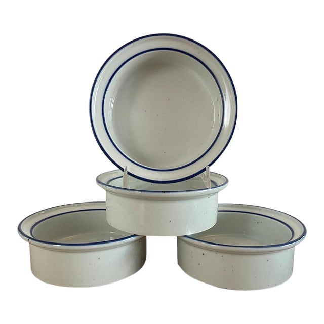 Vintage Dansk Blue Mist Rim Soup Bowls - Set of 4 - Made in Denmark For Sale