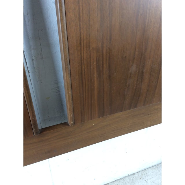 Mid Century Modern Walnut Headboard With Turned Wood Frame For Sale - Image 10 of 18