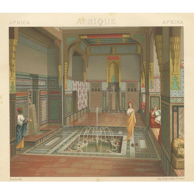 Racinet, Afrique: Cairo Summer Salon Interior, Egypt, 1888, Lithograph For Sale - Image 6 of 10