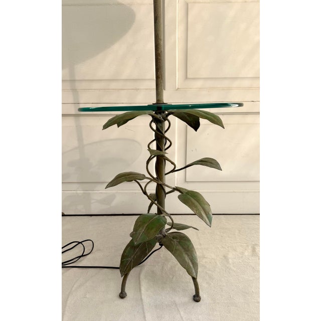 Frederick Cooper 1970s Frederick Cooper Sculptural Tôle Vine Floor Lamp With Glass Table For Sale - Image 4 of 12