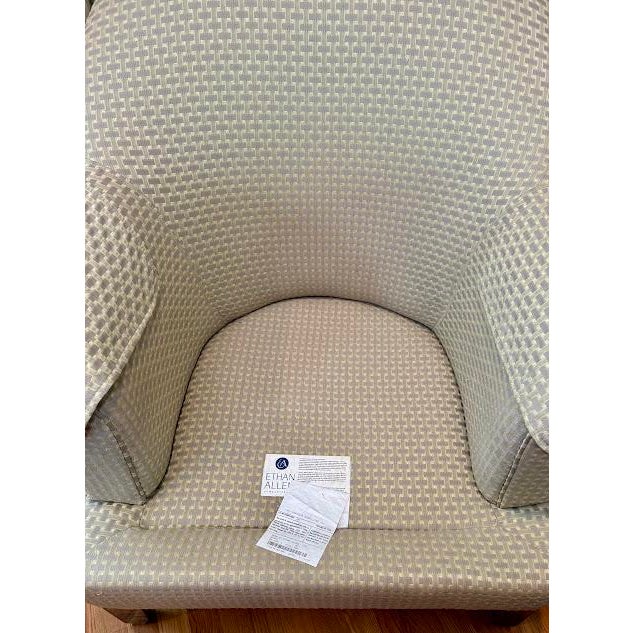 Custom Ethan Allen Neutral Patterned Club Chair With Down-Blend Cushioning For Sale - Image 10 of 12