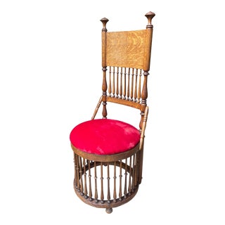 1900s Arts and Crafts Solid Oak Throne Chair For Sale