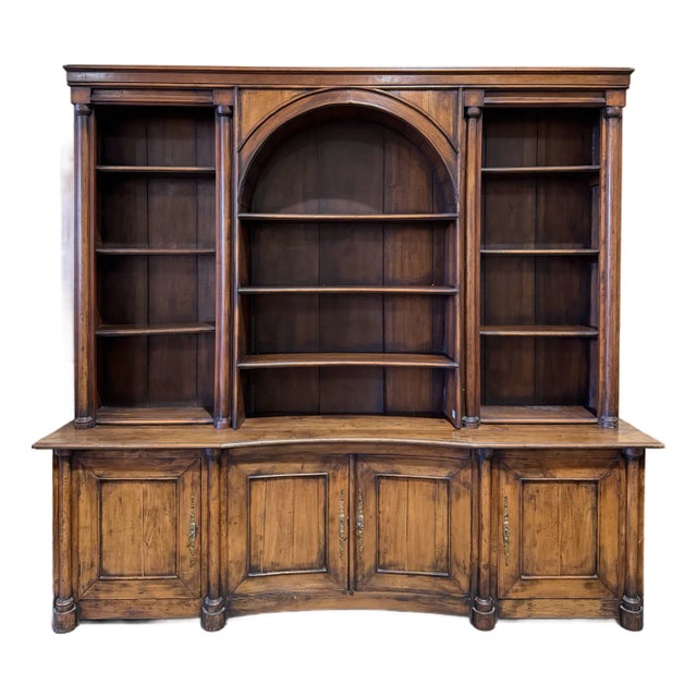 Antique French Provincial Breakfront Library Cabinet / Bookcase Hutch For Sale