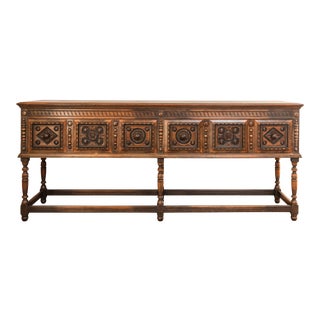 Vintage Engraved Spanish Console Table For Sale