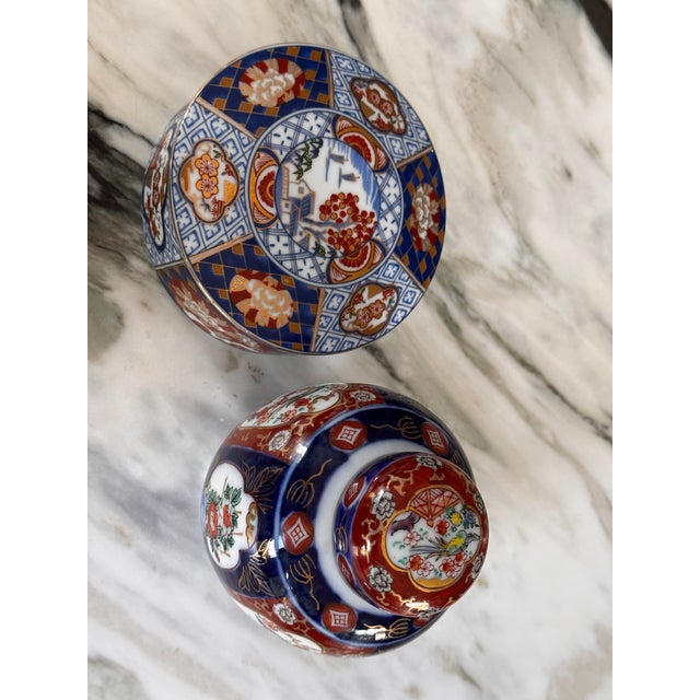 Vintage Japanese Imari Fine Porcelain Ginger Jar Set - 2 Pieces For Sale - Image 17 of 18