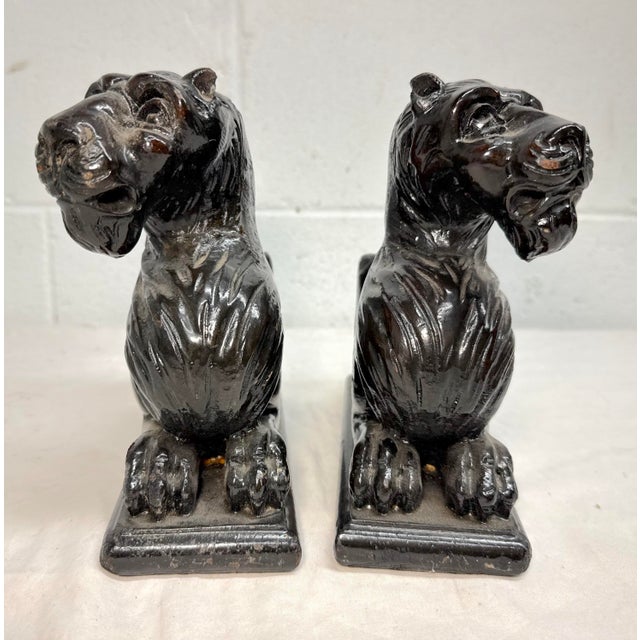 Pair of Antique 1800's Carved Wood Architectural Salvage Lion Sculpture Statue For Sale - Image 9 of 13
