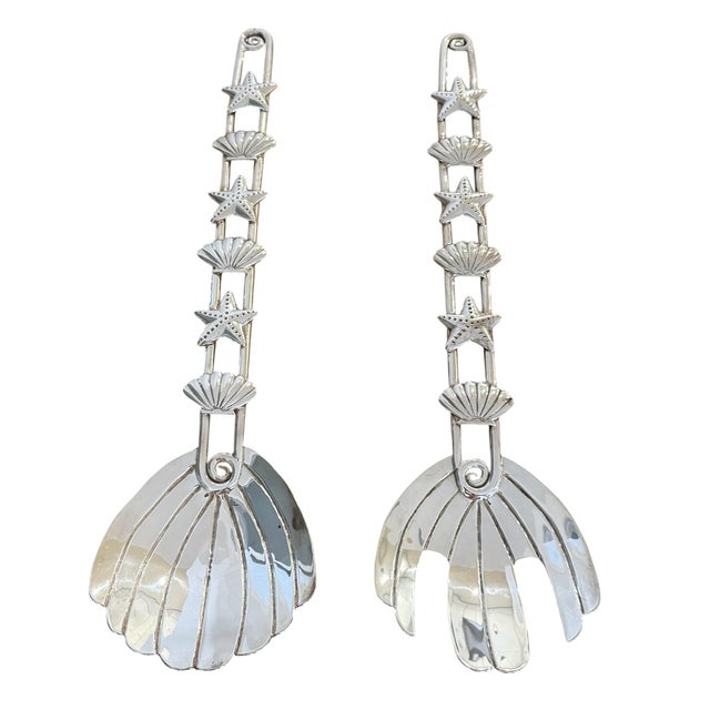 Emilia Castillo Emilia Castillo Shells and Starfish Silver Serving Set For Sale - Image 4 of 12