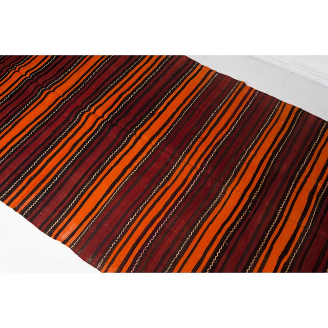 Orange Mid 20th Century Bold Orange & Madder Red Flatweave Rug For Sale - Image 8 of 14