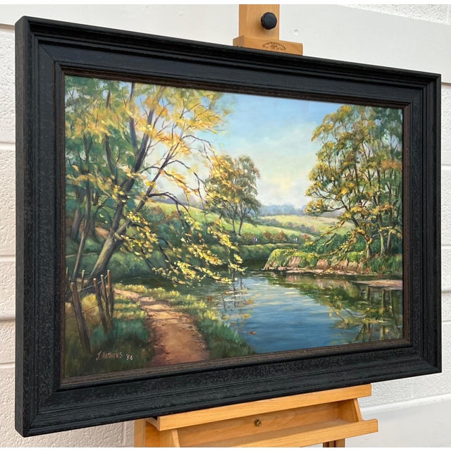 Lush Tree Lined Towpath on the River Lagan in Northern Ireland by Irish Artist 1986 For Sale - Image 12 of 18