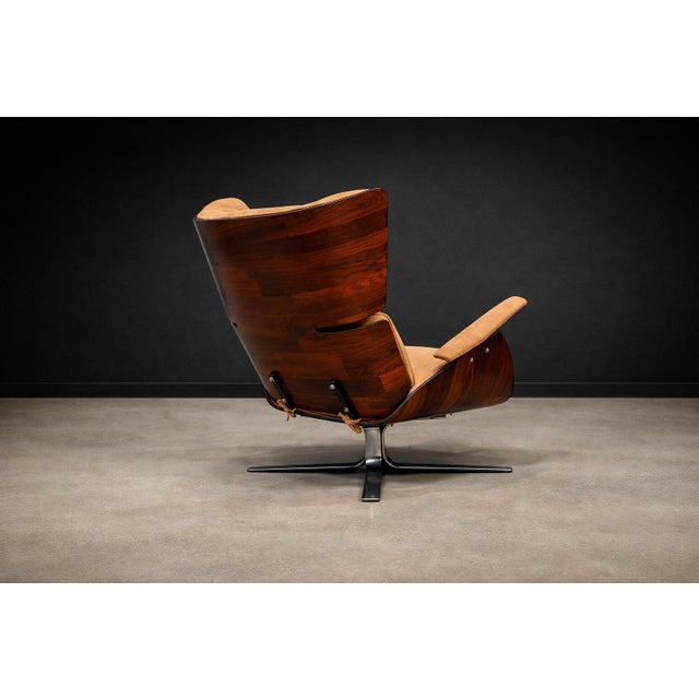 “Paulistana” Lounge Chair and Ottoman by Jorge Zalszupin for L’Atelier, Jacaranda & Suede, Brazil, 1959 - Lot 445-582 For Sale In New York - Image 6 of 13