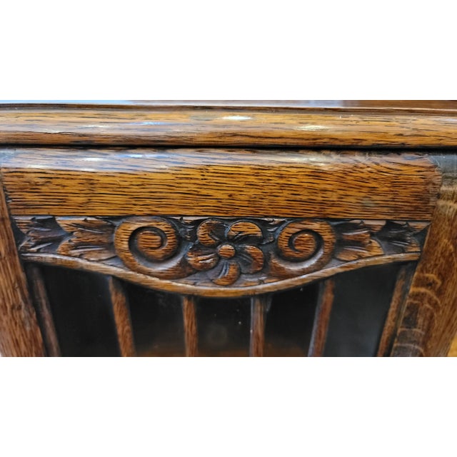 Antique 1920's Art Deco Drop Front Secretary " Side by Side" Tiger Oak For Sale In San Diego - Image 6 of 10