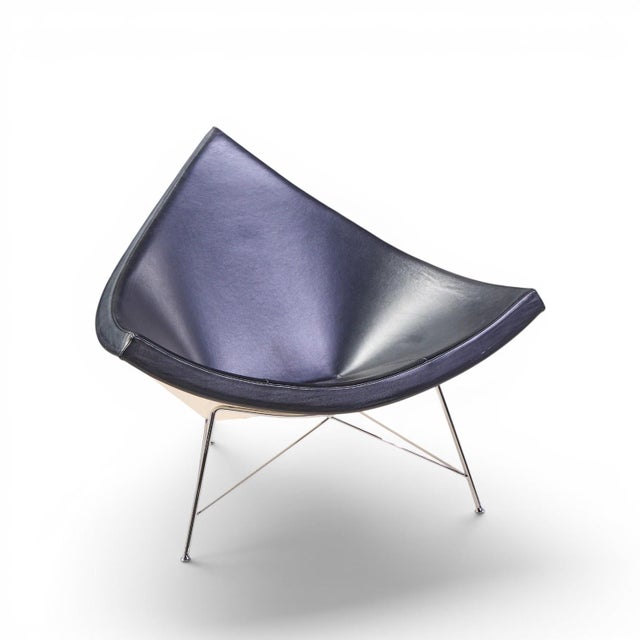 George Nelson for Vitra Mid Century Black Leather Coconut Chairs - Pair For Sale - Image 12 of 12