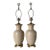 1980s Vintage Asian Style Cream Beige Crackle Glazed Ceramic & Brass Table Lamps – A Pair For Sale