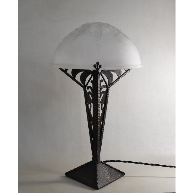 White French Art Deco Lamp by A. Calmels & Muller Freres - 1920s France For Sale - Image 8 of 12