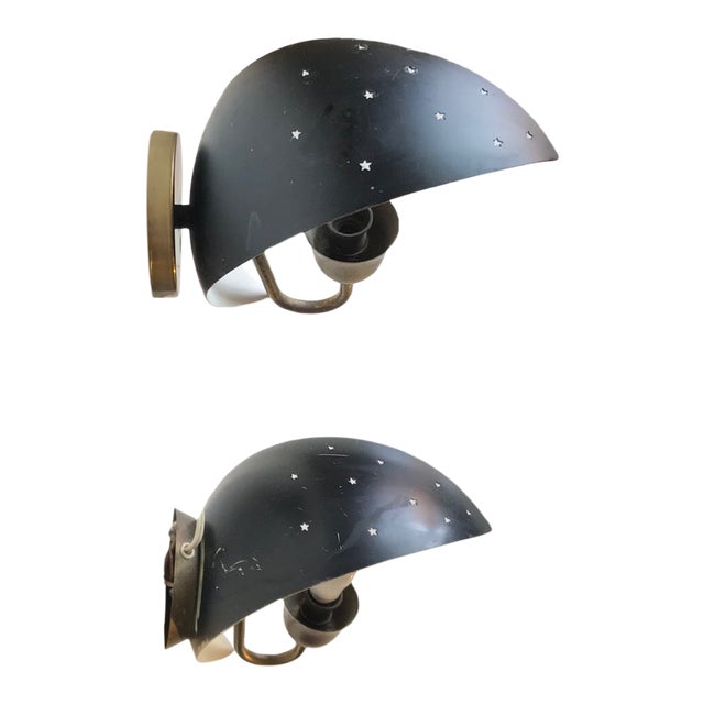 Scandinavian Starry Night Wall Sconces from Fog & Mørup, 1950s, Set of 2 For Sale