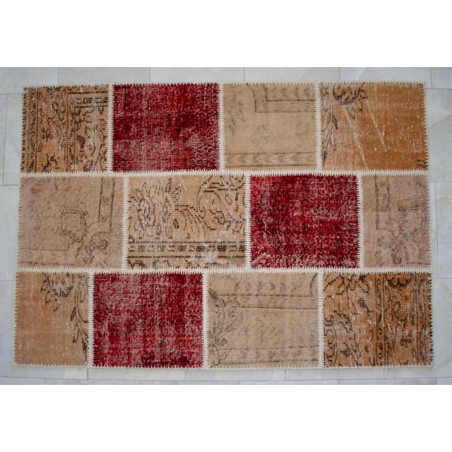 Hand-Knotted Turkish Rug Handstitched Floor Art Room Decor - 3'11" X 5'7" For Sale - Image 13 of 15