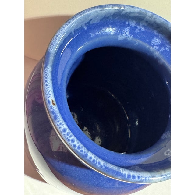 Blue Vintage Bybee Pottery Cobalt Blue Lidded Honey Pot For Sale - Image 8 of 10