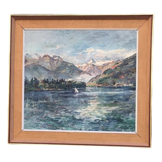 Lake Geneva, 1950, Oil, Framed For Sale