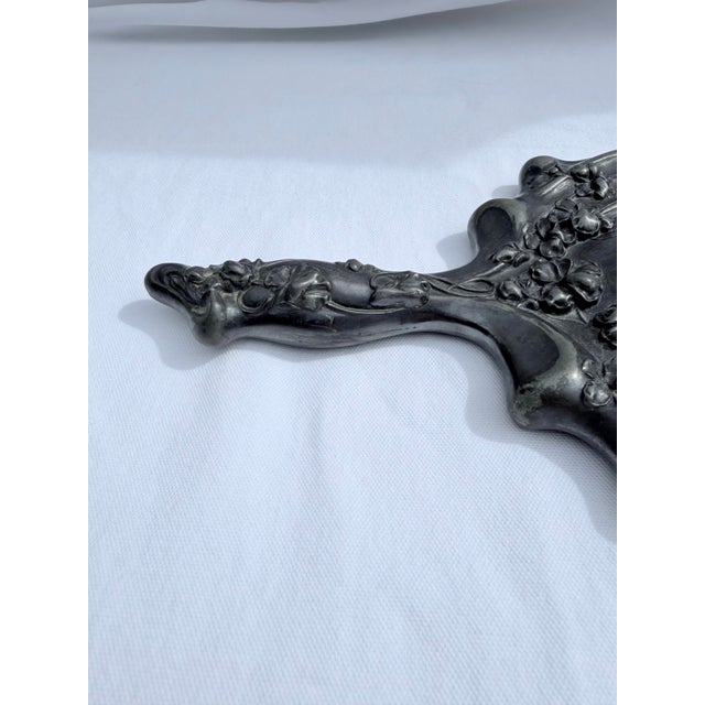 Antique Art Nouveau Silver Hand Mirror/Dark and Moody Vibe. For Sale - Image 9 of 11