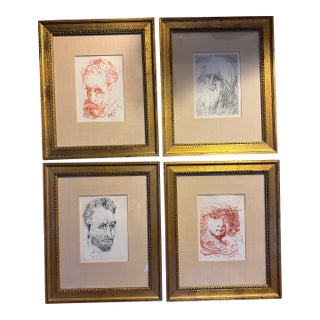 Salvador Dalí “Immortals of Art” Etchings – Set of 4 Framed Prints – Giltwood Frames – 20th Century Surrealism For Sale
