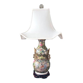 1920s Large Rose Medallion Table Lamp For Sale