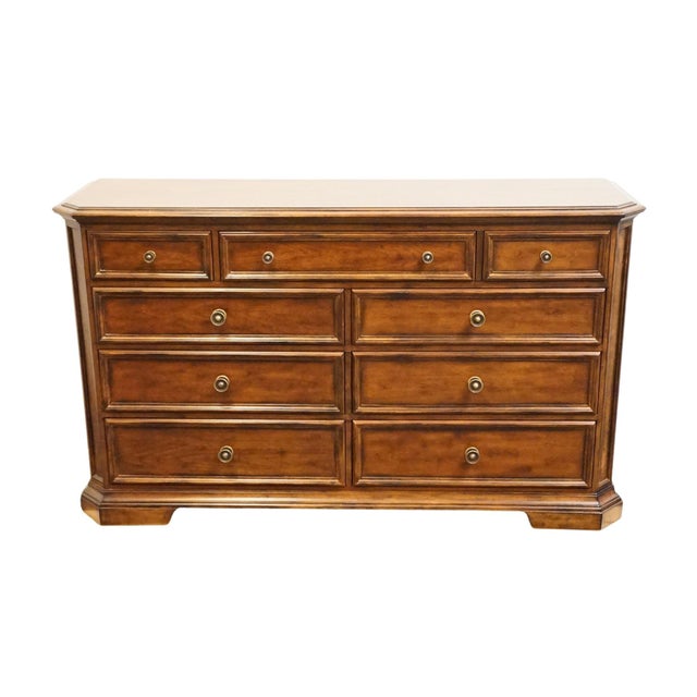 Neoclassical Bernhardt Furniture Solid Cherry Italian Neoclassical Tuscan Style 68" Double Dresser 327-043 For Sale - Image 3 of 15