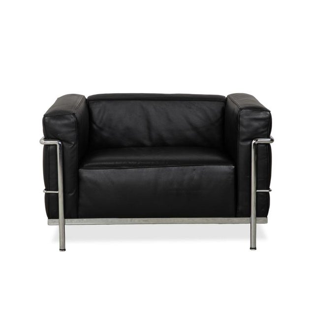 LC 3 Armchairs in Black Leather by Le Corbusier for Cassina, Set of 2 For Sale - Image 12 of 16