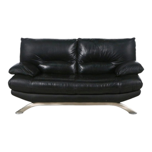 Nicoletti Black Modern Leather Loveseat
